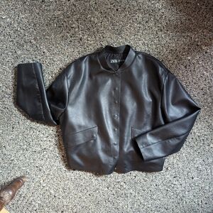 Zara Faux Leather Bomber Jacket